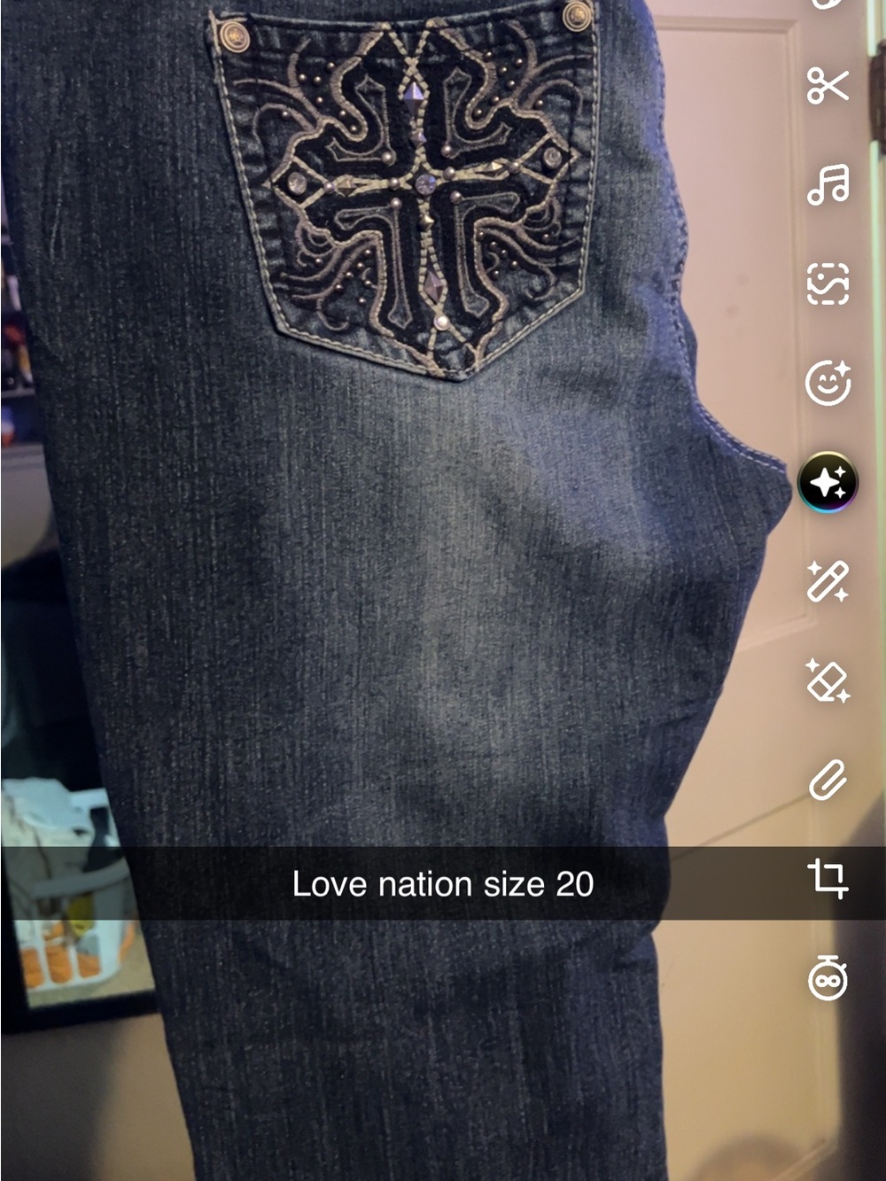 Love Nation Dark Blue Boot Cut Jeans with Embellished Back Pocket